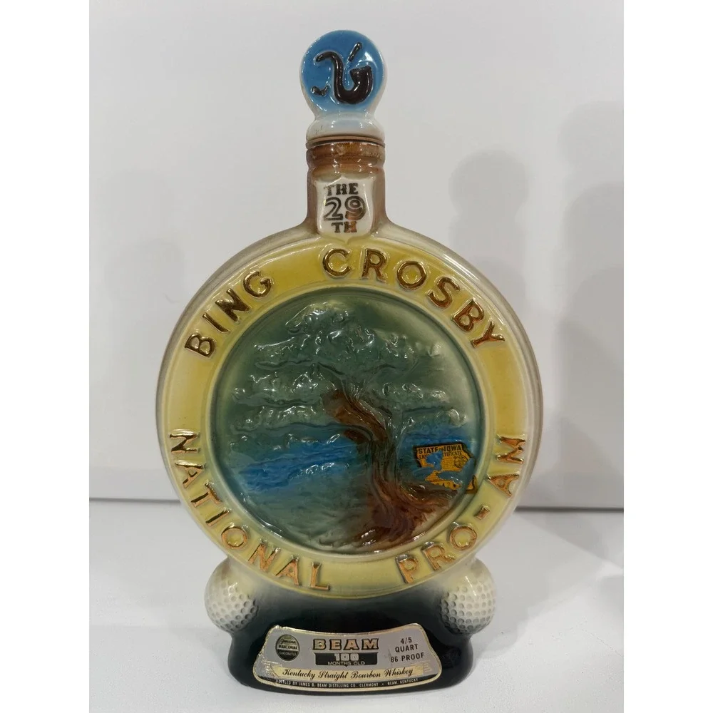 Vintage Jim Beam Bing Crosby Ntl Pro-Am Decanter Set 29th & 30th Regal China
